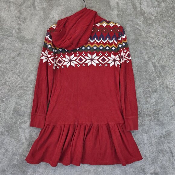 Polo Ralph Lauren Dress Girls Size Medium Red Fair Isle Hooded Sweater Holiday - Picture 12 of 12